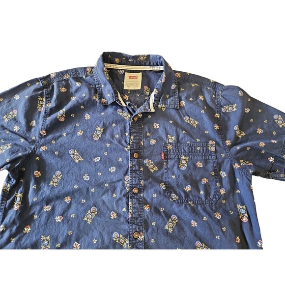 Levi's Floral Button Up Short Sleeve Shirt Women's Sz Large - Picture 4 of 7